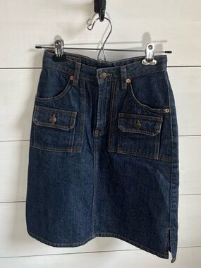 Wagner’s Dark Wash Denim Skirt with Front Patch Pockets